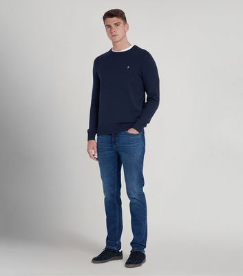 Men's Farah Slim Crew Neck Fine Knit Jumper New Look