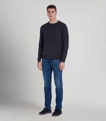 Farah Dark Grey Slim Crew Neck Fine Knit Jumper