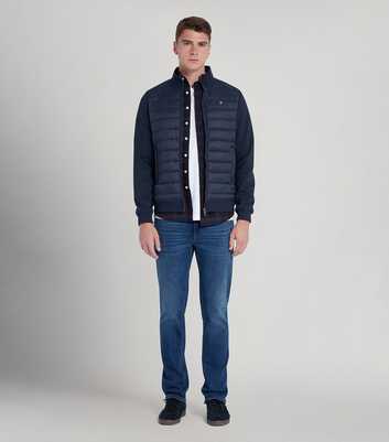 Farah Navy Jersey Sleeve Padded Jacket