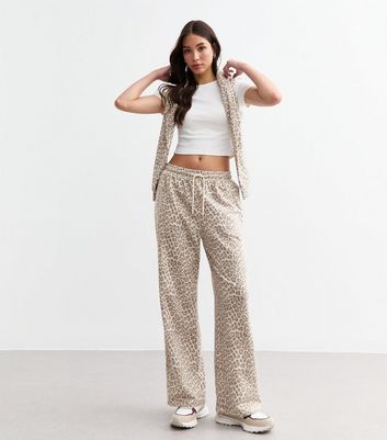 Brown Animal Print Wide Leg Joggers New Look