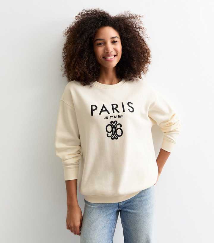 Off White Paris Cotton Blend Sweatshirt New Look