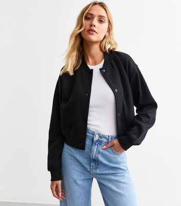 Black Jersey Bomber Jacket 