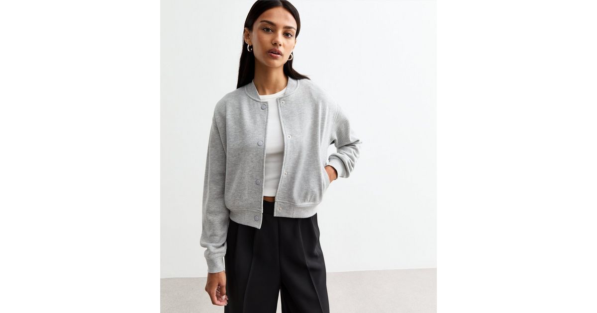 Grey Jersey Bomber Jacket New Look