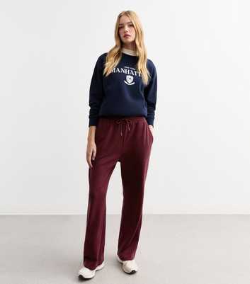 Burgundy Drawstring Wide Leg Joggers