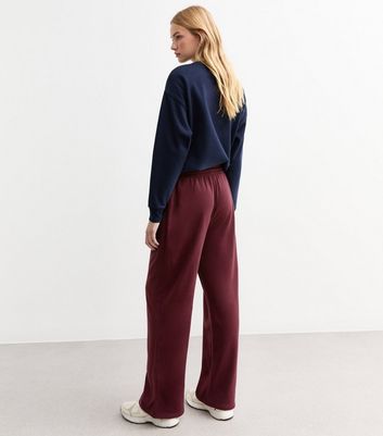 Burgundy Drawstring Wide Leg Joggers