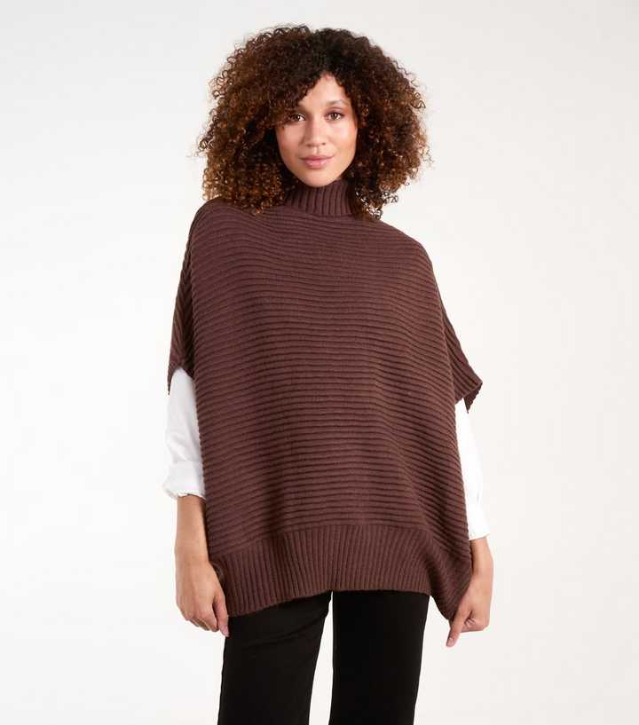 Blue Vanilla Brown Oversized Rib-Knit Jumper | New Look