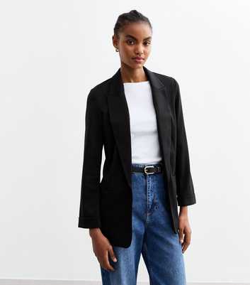 Tall Black Open Front Ponte Blazer