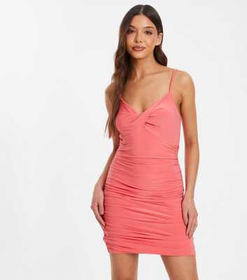 QUIZ Pink Twist Strappy Mini Dress