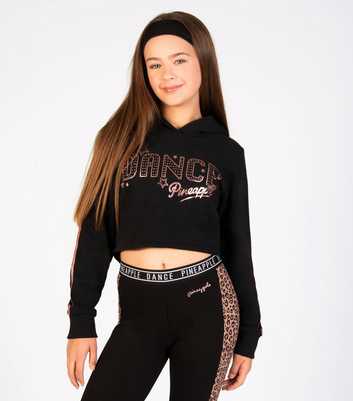 Girls Pineapple Black Dance Cropped Hoodie