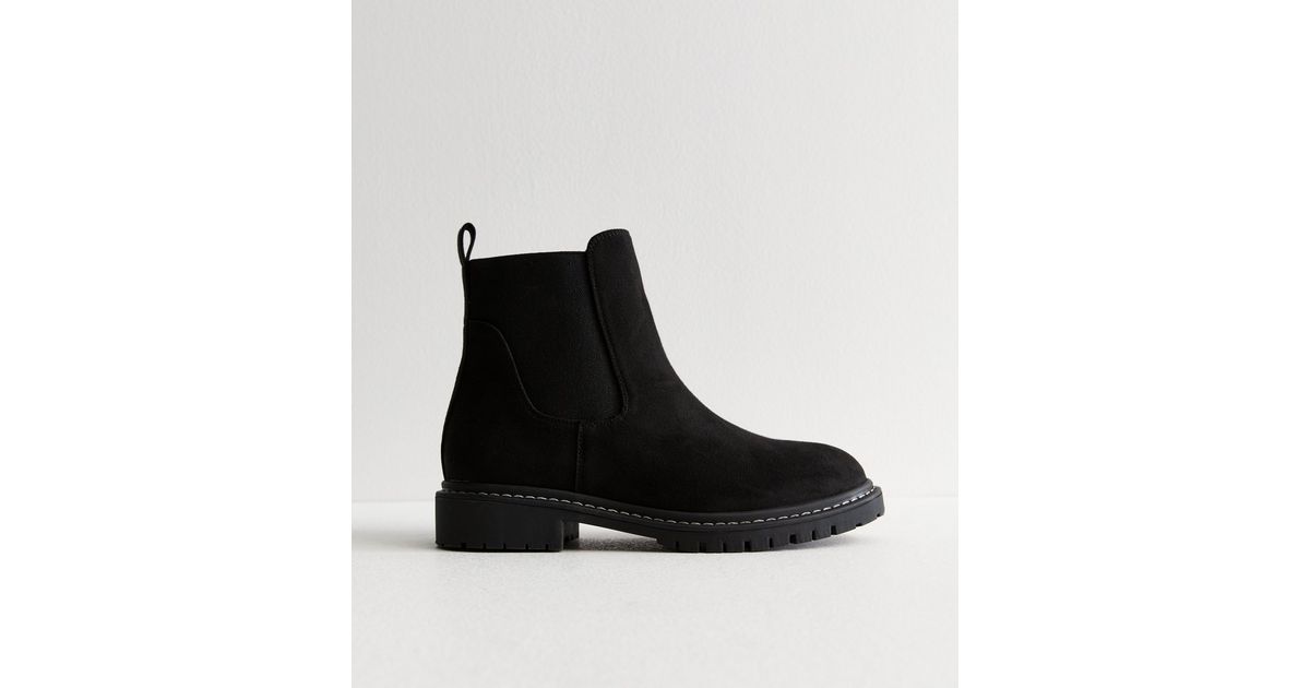 Wide Fit Black Suedette Chelsea Boots New Look