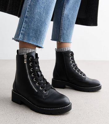 Extra Wide Fit Black Lace Up Ankle Boots New Look