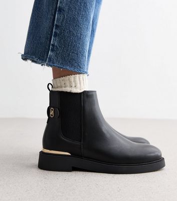 Extra Wide Fit Black Chunky Chelsea Boots