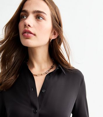 Black Satin Shirt New Look