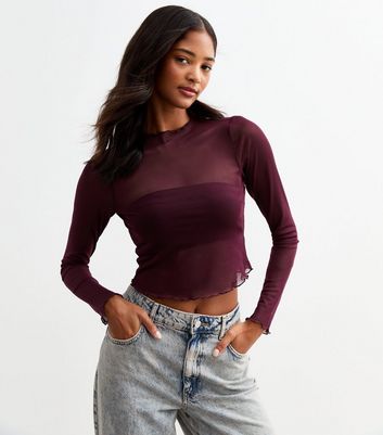 Maroon mesh top on sale