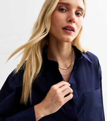 Navy Cotton Poplin Shirt 