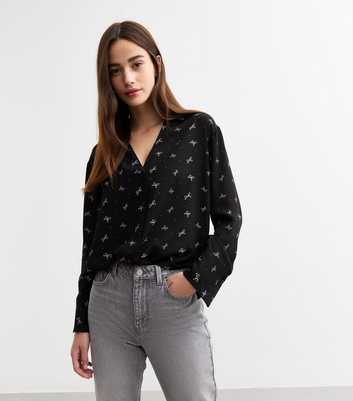 Black Bow Print Shirt