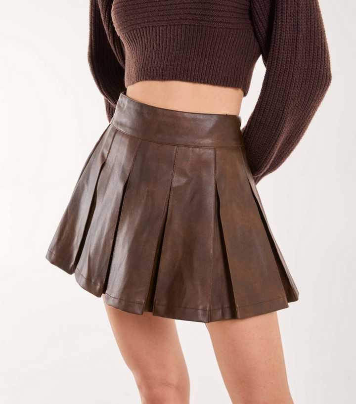 New Look Pleated Mini Skirt Pink Vanilla Brown Pleated Mini Skirt