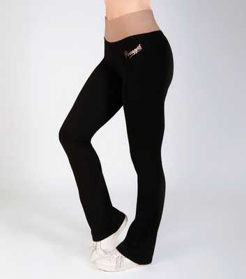 Pineapple Black Contrast Band Flared Trousers 