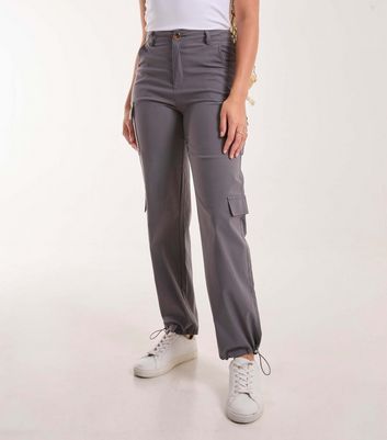 Pink Vanilla Grey Woven Slim Leg Cargo Trousers New Look