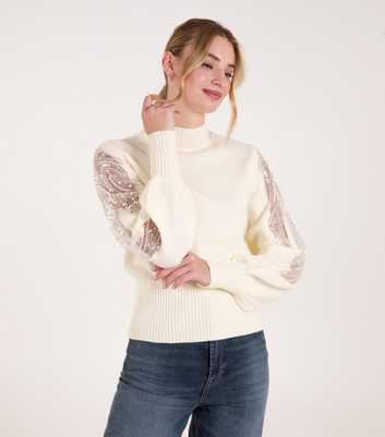 Blue Vanilla Cream Embroidered Jumper 