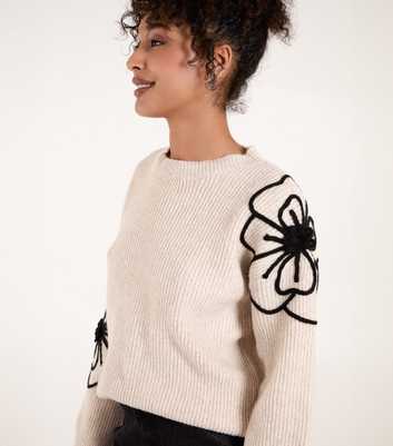 Blue Vanilla Black Flower Sleeve Jumper