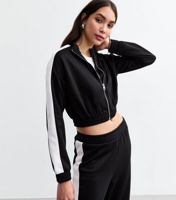 Black and white cropped jacket best sale