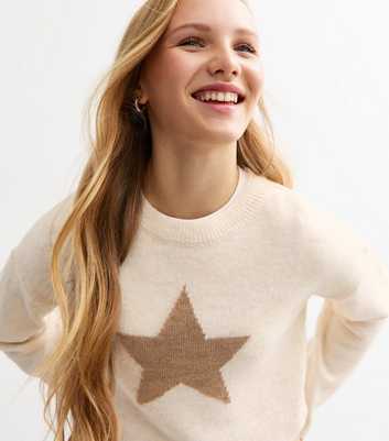 Girls Off White Star Fluffy Jumper