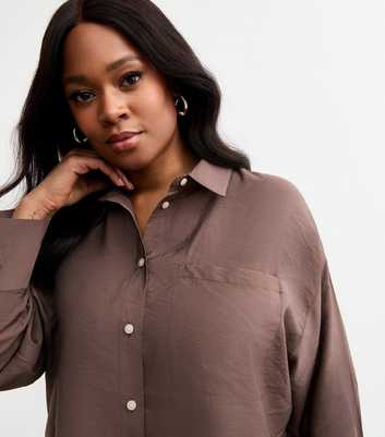 Curves Brown Relaxed Shirt