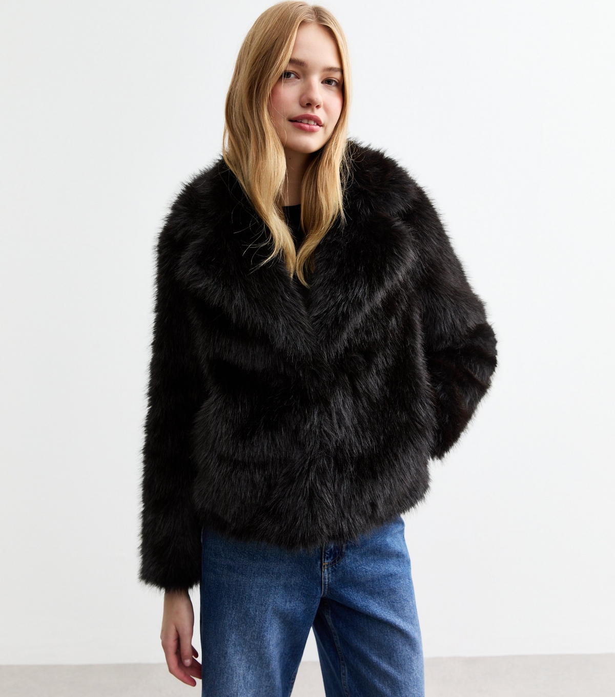 Women's Black Faux Fur Coat New Look