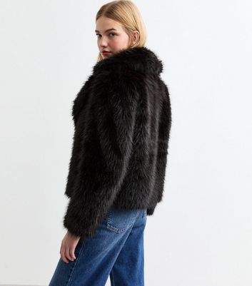 Black Faux Fur Coat New Look