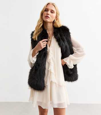 Black Faux Fur Gilet