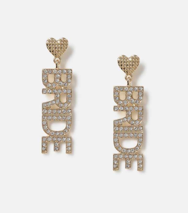 Muse Gold Tone Hen Do Bride Drop Earrings