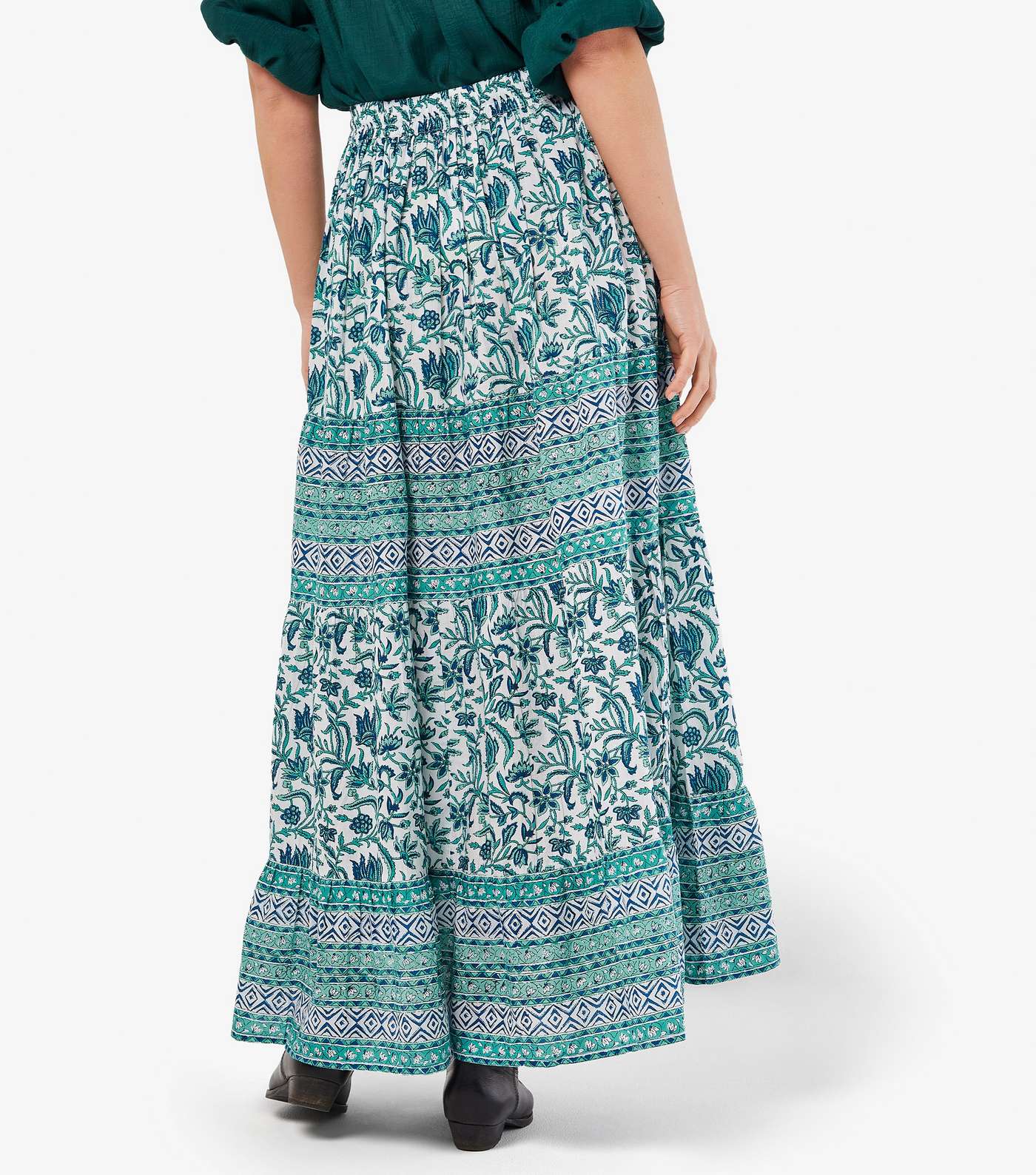 Apricot Floral Tiered Maxi Skirt  Image 3