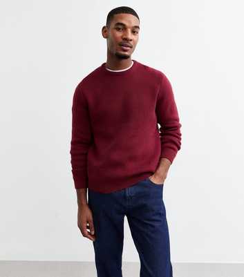 Burgundy Relaxed Premium Heavyweight Knit Crew Neck Jumper