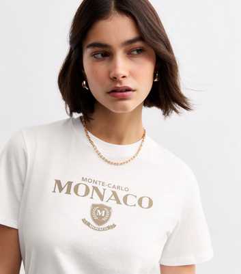 White Monaco Slogan T-Shirt