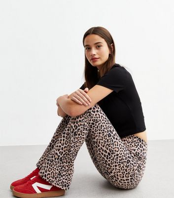 Brown Leopard Print Flared Leggings New Look