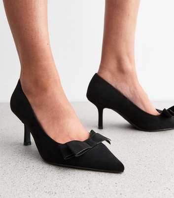 Black Bow Detail Stiletto Heel Court Shoes