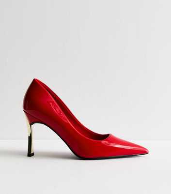 Red Patent Stiletto Heel Court Shoes