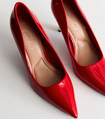 Red Patent Stiletto Heel Court Shoes New Look