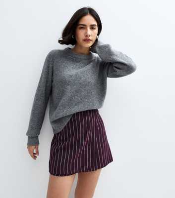 Burgundy Pinstriped Wrap Skort