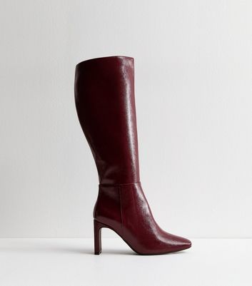 Ladies burgundy knee high boots hotsell