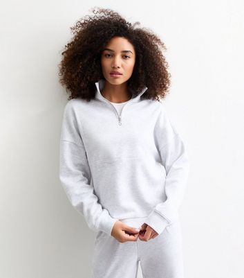 Grey Half Zip Sweatshirt New Look