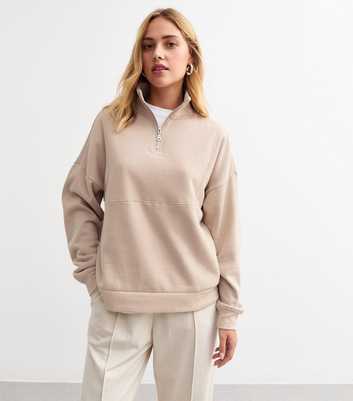 Camel Half Zip Sweatshirt