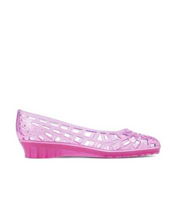 JuJu Christabel Bright Pink Glitter Wedge Heel Jelly Shoes