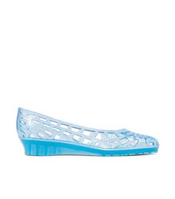JuJu Christabel Bright Blue Glitter Wedge Heel Jelly Shoes