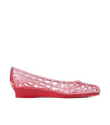 JuJu Christabel Red Glitter Wedge Heel Jelly Shoes