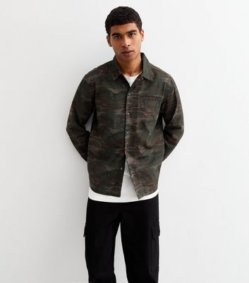 New look utility shacket in camo best sale