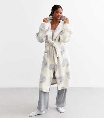 Grey Borg Heart Print Dressing Gown 