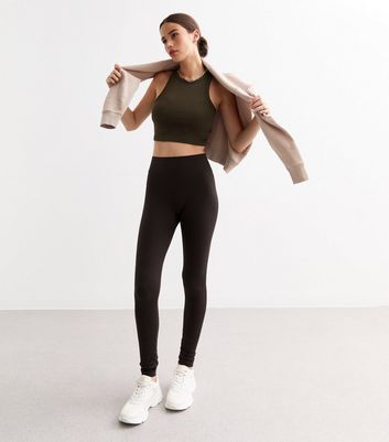 Brown Ribbed Seamless Leggings New Look