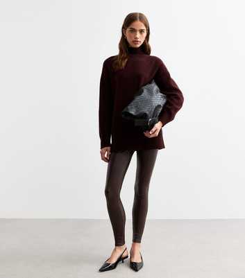 Dark Brown Leather Look Leggings